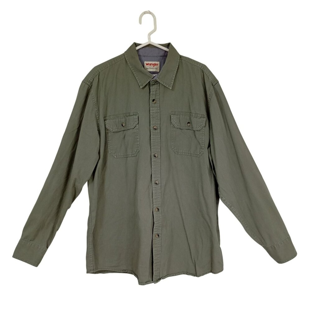 Wrangler Authentics Shirt Mens Long Sleeve Size L 100% Cotton Casual Wear